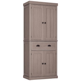 Long Standing Kitchen Cabinet w/ 2 Drawers MDF Board, Wood Grain