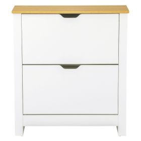 Shoe Storage Cabinet with 2 Flip Drawers and Adjustable Shelves for 6-12 Pairs of Shoes, White
