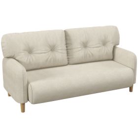 58" 2 Seat Sofa, Modern Love Seats Furniture, Upholstered 2 Seater Couch, Solid Wood Frame, Beige