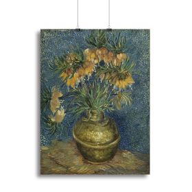 Van Gogh Fritillaries in a Copper Vase Canvas Print or Poster (Type: Standard Framed Canvas Print, size: 32" x 24" / 80cm x 60cm (approx))