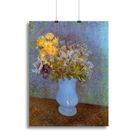 Vase with Lilacs Daisies and Anemones by Van Gogh Canvas Print or Poster (Type: Poster Print, size: 40" x 26" / 100cm x 65cm (approx))